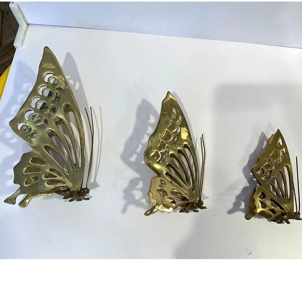 Set of 3 Mid Century Modern Brass Butterflies Must see - Picture 5 of 5